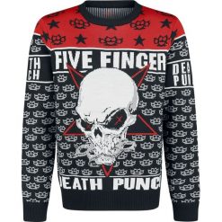 Five Finger Death Punch Holiday Sweater 2018 Sweter z dzianiny wielokolorowy. Czarne swetry klasyczne męskie Five Finger Death Punch, xl, z napisami, z dzianiny, z dekoltem na plecach. Za 264,90 zł.