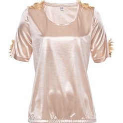 Shirt z aplikacją bonprix kolor czerwonego złota. Żółte koszulki damskie marki bonprix, z aplikacjami, bez kołnierzyka. Za 89,99 zł.