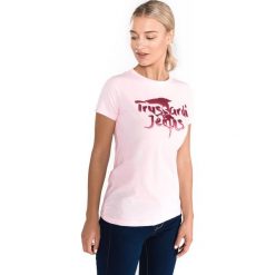 Trussardi Jeans Koszulka Beżowy. Brązowe t-shirty damskie Trussardi Jeans, xxs, z nadrukiem, z bawełny, bez kołnierzyka. Za 197,95 zł.