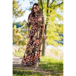 Sukienka Maxi Dream. Brązowe sukienki damskie Modaforyou, bez wzorów, bez kołnierzyka, bez rękawów, długie, maxi. Za 109,00 zł.