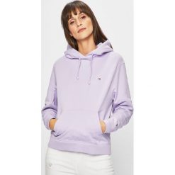 Tommy Jeans - Bluza. Niebieskie bluzy damskie Tommy Jeans, s, z nadrukiem, z bawełny, bez rękawów, z kapturem. W wyprzedaży za 319,90 zł.