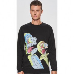 Bluza z nadrukiem RICK AND MORTY - Czarny. Szare bluzy męskie rozpinane marki Cropp, l. Za 99,99 zł.