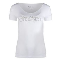 Pepe Jeans T-Shirt Damski Jane M, Biały. Białe bluzki damskie Pepe Jeans, m, bez wzorów, z jeansu, bez kołnierzyka, bez rękawów. W wyprzedaży za 139,00 zł.