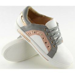 Trampki damskie BH-115 GREY. Szare trampki i tenisówki damskie obuwie damskie, bez wzorów, ze skóry ekologicznej, bez zapięcia. Za 45,90 zł.