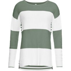 Sweter bonprix kremowo-oliwkowo-matowy różowy. Brązowe swetry damskie bonprix, w paski. Za 44,99 zł.