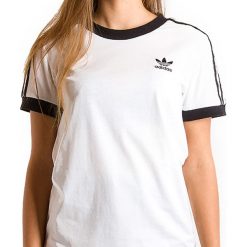 ADIDAS 3-STRIPES TEE > ED7483. Koszulki damskie Adidas, w paski, z bawełny, klasyczne, bez kołnierzyka. Za 129,99 zł.
