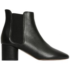 Botki damskie: Skórzane botki w kolorze czarnym