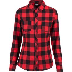 Urban Classics Ladies Turnup Checked Flanell Shirt Bluzka damska czarny/czerwony. Czerwone bluzki damskie marki Urban Classics, l, bez wzorów, bez kołnierzyka, z długim rękawem. Za 121,90 zł.