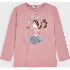 Mayoral - Longsleeve dziecięcy 92-134 cm. Czerwone bluzki dziewczęce Mayoral, z nadrukiem, z elastanu, z okrągłym kołnierzem, z długim rękawem, długie, bez kaptura. Za 70,90 zł.