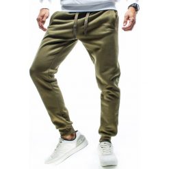 Spodnie męskie dresowe khaki Recea. Brązowe spodnie męskie Recea, s, bez wzorów, z bawełny, sportowe. Za 49,99 zł.
