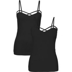 Top (2 szt.) bonprix czarny + czarny. Czarne topy damskie bonprix, w paski. Za 55,98 zł.