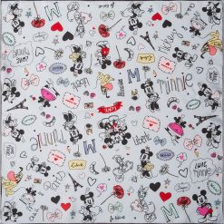 Chusty damskie: Chusta „Micki and Minni” w kolorze szarym ze wzorem – 53 x 53 cm