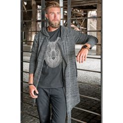 Bluza asymetryczna UNDERWORLD grafitowa. Szare bluzy męskie Underworld, m, bez wzorów, z bawełny, z kapturem, z długim rękawem, długie, z kapturem. Za 189,99 zł.