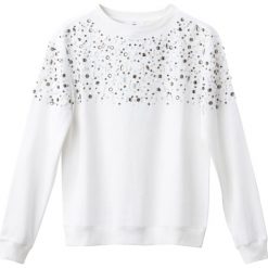 Bluza z biżuterią. Szare bluzy damskie marki La Redoute Collections, l, z bawełny, z długim rękawem, długie. Za 141,08 zł.
