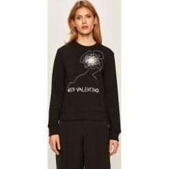 Red Valentino - Bluza. Czarne bluzy damskie Red Valentino, s, z nadrukiem, z bawełny, bez rękawów, bez kaptura. Za 829,90 zł.