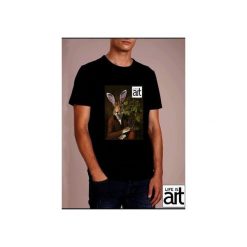 T-shirt : " królik ". Czarne t-shirty męskie Life is art, s, bez wzorów, klasyczne, z klasycznym kołnierzykiem. Za 120,00 zł.