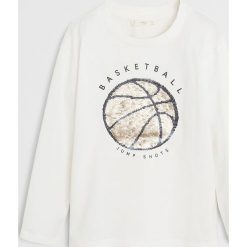 Mango Kids - Longsleeve dziecięcy Sport 110-164 cm. Niebieskie t-shirty chłopięce z aplikacjami, z bawełny. Za 45,90 zł.