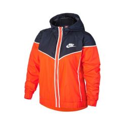 Nike W NSW WR JKT, 10 | INNE SPORTY NSW | KOBIETY | KURTKA | RUSH ORANGE / OBSIDIAN / WHITE | M. Pomarańczowe płaszcze damskie Nike, m, bez wzorów, z kapturem. W wyprzedaży za 252,44 zł.