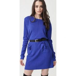 Granatowa Sukienka Avina. Niebieskie sukienki damskie Born2be, xl, bez wzorów, z dzianiny, bez kołnierzyka, bez rękawów. Za 79,99 zł.