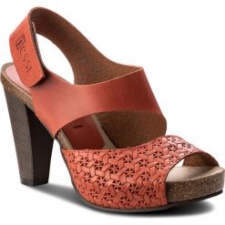 Sandały NESSI - 42103 Pomarańcz 11/Plecionka. Czerwone klapki damskie Nessi, bez wzorów, ze skóry, bez obcasa, na obcasie. Za 239,00 zł.