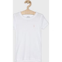 Polo Ralph Lauren - Top dziecięcy 128-176 cm. Białe bluzki dziewczęce Polo Ralph Lauren, bez wzorów, z bawełny, z okrągłym kołnierzem, z krótkim rękawem, krótkie, bez kaptura. Za 119,90 zł.