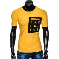 T-shirt męski z nadrukiem S882 - żółty. Żółte t-shirty męskie Ombre Clothing, s, z nadrukiem, bez kołnierzyka. Za 15,99 zł.