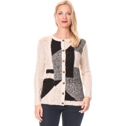 Sweter rozpinany w kolorze beżowo-czarnym. Brązowe kardigany damskie marki William de Faye, z kaszmiru. W wyprzedaży za 132,95 zł.