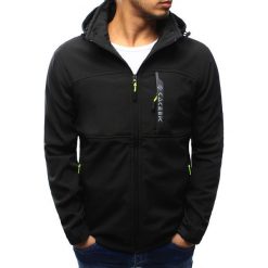 Kurtka męska softshell z kapturem czarna (tx1973). Czarne kurtki sportowe męskie marki Dstreet, m, z poliesteru, z kapturem. Za 149,99 zł.