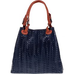 Torebki klasyczne damskie: Skórzana torebka „Helen” w kolorze granatowym – 33 x 28 x 18 cm