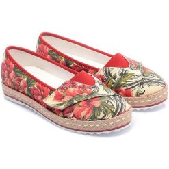 Tomsy damskie: Espadryle w kolorze beżowo-czerwono-zielonym