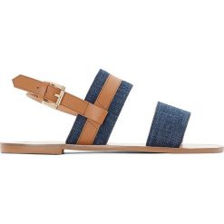 Sandały damskie: Płaskie sandały ze skóry i denimu