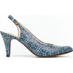 Kolorowe szpilki z odkrytą piętą - skóra naturalna - model 1367/1 - motyw etniczny. Czółenka damskie Zapato, bez wzorów, ze skóry, bez obcasa, na szpilce. W wyprzedaży za 247,20 zł.