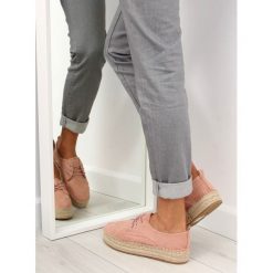 Espadryle damskie różowe BADAJOZ. Różowe espadryle damskie FunKee.pl, bez wzorów, z zamszu, na wysokim obcasie. Za 100,99 zł.