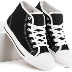 Trampki damskie slip on: Czarne trampki nad kostkę FAITH czarne