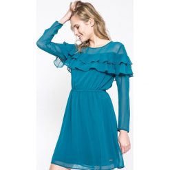 Pepe Jeans - Sukienka Riana. Szare sukienki damskie Pepe Jeans, na co dzień, s, bez wzorów, z poliesteru, casualowe, z okrągłym kołnierzem, z długim rękawem, długie, mini, proste. W wyprzedaży za 139,90 zł.