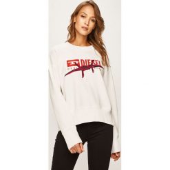 Diesel - Bluza. Białe bluzy damskie Diesel, s, z nadrukiem, z bawełny, bez rękawów, bez kaptura. W wyprzedaży za 449,90 zł.