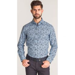 Niebieska koszula Joop Panko w kwiatowy wzór. Niebieskie koszule męskie Joop! Collection, m, z haftami, z bawełny, z włoskim kołnierzykiem, bez rękawów. Za 159,60 zł.