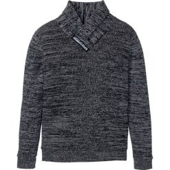 Sweter z szalowym kołnierzem bonprix czarny melanż. Czarne swetry męskie bonprix, s, melanż. Za 89,99 zł.