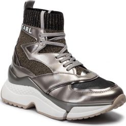 Sneakersy KARL LAGERFELD - KL61658 Silver Lthr/Textile. Szare półbuty damskie KARL LAGERFELD, ze skóry. Za 1059,00 zł.