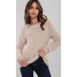 Beżowy Sweter Wall. Brązowe swetry damskie Renee, uniwersalny, bez wzorów, z dzianiny, casualowe, z długim rękawem, długie, bez kaptura. Za 79,99 zł.