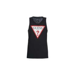 Topy na ramiączkach / T-shirty bez rękawów Guess HECTOR. Czarne t-shirty męskie Guess, s, z aplikacjami, bez kołnierzyka. Za 98,10 zł.