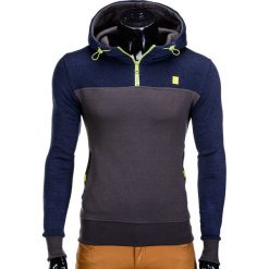Bejsbolówki męskie: BLUZA MĘSKA Z KAPTUREM B607 – GRANATOWO-GRAFITOWA