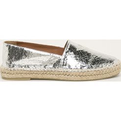 Emporio Armani - Espadryle skórzane. Szare espadryle damskie Emporio Armani, bez wzorów, ze skóry, bez obcasa, na obcasie. W wyprzedaży za 499,90 zł.