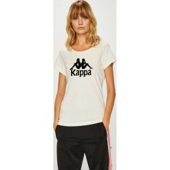 Kappa - Top. Białe topy damskie marki Kappa, s, z nadrukiem, z bawełny, z okrągłym kołnierzem. W wyprzedaży za 39,90 zł.