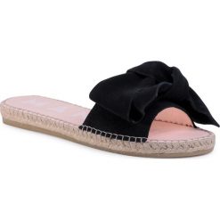 Espadryle MANEBI - Sandals With Bow K 1.0 J0 Black. Czarne espadryle damskie Manebi, z aplikacjami, ze skóry, bez obcasa. W wyprzedaży za 289,00 zł.