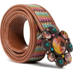 Pasek Damski DESIGUAL - 20SARO02 3098. Pomarańczowe paski damskie Desigual, w paski, ze skóry ekologicznej. W wyprzedaży za 139,00 zł.