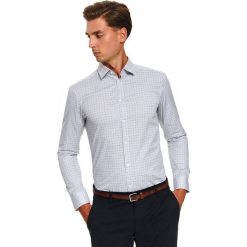 Koszula komfortowa z tkaniny oxford w mikro wzór. Szare koszule męskie Top Secret, na zimę, m, z nadrukiem, z tkaniny, eleganckie, bez kołnierzyka, z długim rękawem. W wyprzedaży za 44,99 zł.