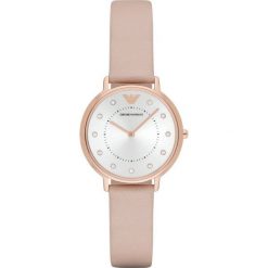 Emporio Armani Zegarek nude. Brązowe, analogowe zegarki damskie Emporio Armani. Za 849,00 zł.
