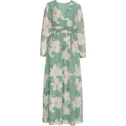 Długa sukienka w kwiaty bonprix pastelowy zielony w kwiaty. Zielone sukienki damskie bonprix, w kwiaty, z dekoltem w serek, z długim rękawem, długie, maxi. Za 149,99 zł.