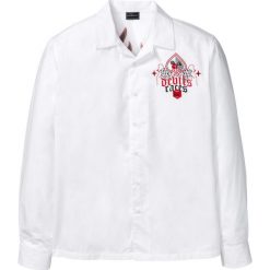 Koszula z długim rękawem i dużym nadrukiem na plecach bonprix biały. Białe koszule męskie bonprix, xl, z nadrukiem, z dekoltem na plecach, z długim rękawem. Za 59,99 zł.